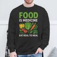 Food Is Medicineの栄養士、自然療法医栄養士へのギフト 長袖tシャツ スウェットシャツ 高齢者への贈り物