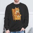 Ginger Tabby Cat Reading Book Glasses Retro Illustration Sweatshirt Gifts for Old Men Ginger Tabby Cat Reading Book Glasses Retro Illustration Sweatshirt Gifts for Old Men