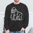 Gorilla ミニマリスト バッジ パッチライン アート 動物 スウェットシャツ 高齢者への贈り物
