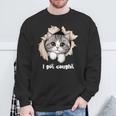 I Got Caught 子猫かわいい 長袖tシャツ スウェットシャツ 高齢者への贈り物