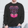 Just A Girl Who Loves Books Butterflies Reading Sweatshirt Gifts for Old Men