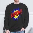 KAPOW Action Super Hero Retro Comic Book Bubble Superhero Sweatshirt Gifts for Old Men