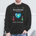 Kazakhstan Ruft Und Ich Muss Gehen カザフスタン国旗tシャツ スウェットシャツ 高齢者への贈り物