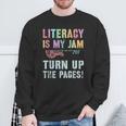 LITERACY IS MY JAM Turn Up Read Book Sound Volume Sweatshirt Gifts for Old Men
