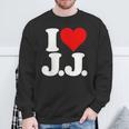 I Love Heart JJ Jj J J イニシャル スウェットシャツ 高齢者への贈り物