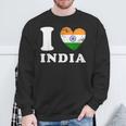 I Love India ハートフラッグインド スウェットシャツ 高齢者への贈り物