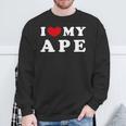 I Love My Ape アイ・ラブ・マイ・エイプ、アイ・ハート・マイ・エイプ 長袖tシャツ スウェットシャツ 高齢者への贈り物