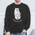 Meow You Cat Moody Cat 中指 猫好き スウェットシャツ 高齢者への贈り物