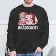 Readsolotl Axolotl Reading Fish Books Lizard Sweatshirt Gifts for Old Men