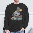 Smart Pigeon Sitting On Book Stack Sweatshirt Gifts for Old Men