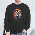 Strong Regal Lion Magestic Lion クールカラフルライオンステンシル スウェットシャツ 高齢者への贈り物