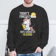 Women's 100 Chance Of Reading Book Lover Unicorn Sweatshirt Gifts for Old Men