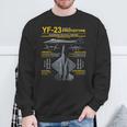 Yf-23 ステルス戦闘機 ミリタリー ジェット仕様 インフォグラフィック イエロー スウェットシャツ 高齢者への贈り物
