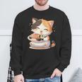 わがまま猫 寿司ねこ ラーメン好き かわいい おもしろ マンガ 長袖tシャツ スウェットシャツ 高齢者への贈り物