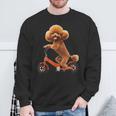 チャリで来た トイプードル 面白いtシャツ 犬 動物 メンズ グッズ かわいい おもしろ 面白い 服 ネタ スウェットシャツ 高齢者への贈り物