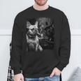 フレンチブルドッグ 喫煙犬 ライター モノクロアート 長袖tシャツ スウェットシャツ 高齢者への贈り物