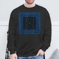 メンズ ブラックブルーバンダナプリントtシャツ ロイヤルブルーペイズリー柄 スウェットシャツ 高齢者への贈り物