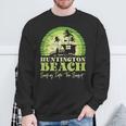 レトロなハンティントンビーチサンセットサーフシーン 長袖tシャツ スウェットシャツ 高齢者への贈り物