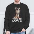 ロングヘア チワワ犬 This Is Love Brown チワワ 恋人 長袖tシャツ スウェットシャツ 高齢者への贈り物