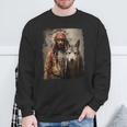 男と狼 長袖tシャツ スウェットシャツ 高齢者への贈り物
