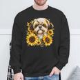 面白いtシャツ シーズー ひまわり わんこ メンズ 犬好き グッズ かわいい おもしろ 面白い 服 ネタ 長袖tシャツ スウェットシャツ 高齢者への贈り物
