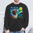 面白いtシャツ 犬 キャバリア ゴッホ 星月夜 わんこ メンズ おもしろ グッズ 服 かわいい スウェットシャツ 高齢者への贈り物