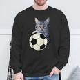 面白い猫サッカーボールグラフィック子猫のスポーツ愛好家のコスチューム スウェットシャツ 高齢者への贈り物