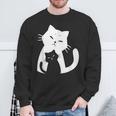 黒猫と白猫 スウェットシャツ 高齢者への贈り物
