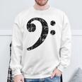 Bass Clef ビンテージブラック左 ベースプレイヤー 長袖tシャツ スウェットシャツ 高齢者への贈り物