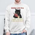 Cat Books And Tea Make Me Feel Less Murdery Quote Sweatshirt Gifts for Old Men