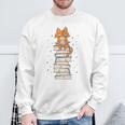 Cat Sits On Books Reading Reading Book Lover Sweatshirt Gifts for Old Men