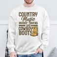 Country Music マディトラックとカウボーイブーツ ウェスタンusa スウェットシャツ 高齢者への贈り物