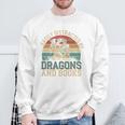 Easily Distracted By Books & Dragons Bookworm Reading Sweatshirt Gifts for Old Men