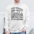 Easily Distracted By Cats And Books Shirt Cat And Book Lover Sweatshirt Gifts for Old Men