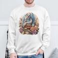 Fantasy Dragon Books Floral Boho Bookworm Sweatshirt Gifts for Old Men