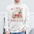 All I Need Is Books And Cats Valentines Day Reading Bookworm Sweatshirt Gifts for Old Men