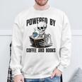 Skeleton Reading Book With Coffee Sweatshirt Gifts for Old Men