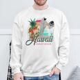 Sunset Beach Hawaii、サーフィンサーフボードレトロ、バックプリント 長袖tシャツ スウェットシャツ 高齢者への贈り物