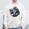 キュートでかわいいグラフィックのドラゴンが筋肉質のシックスパックを表示 長袖tシャツ スウェットシャツ 高齢者への贈り物