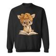 Adorable Fawn Reading Book Lover With Sweatshirt
