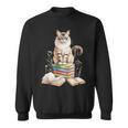 Balinese Cat Longhaired Siamese Books Flowers Book Reading Sweatshirt