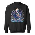 Bookish Skeleton Reading In Wildflowers Book Lover Bookworm Sweatshirt