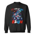 Bruh 4Th Of July Boys Kids T-Rex Dinosaur Patriotic Flag Sweatshirt