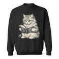 Cute Cat Reading Book Classic Bookworm Animal Pet Lover Sweatshirt