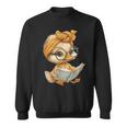 Cute Duckling Reading Book With Sweatshirt