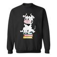 Cute Kawaii Cow Book Reading Bookworm Boys Girls Kids Sweatshirt