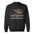 Easily Distracted By Dragons & Books Cool Reading Books Sweatshirt