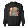 Floral Sloth Sleeping On Books Sweatshirt
