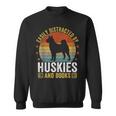 Huskies And Books Husky Mom Husky Dad Retro Vintage Reading Sweatshirt