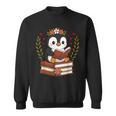 Penguin Reading Book Graphic Penguin With Book Floral Sweatshirt